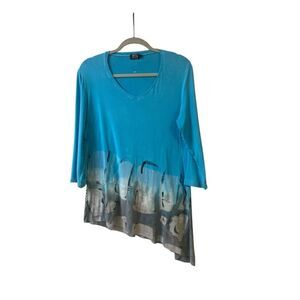 Art of Cloth knit asymmetrical top artsy boho style sz XL